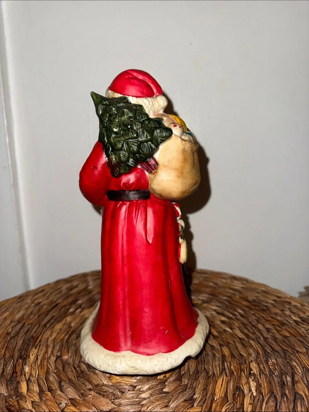 Vintage Old World Santa Claus Porcelain Musical Box Wind Up Figurine